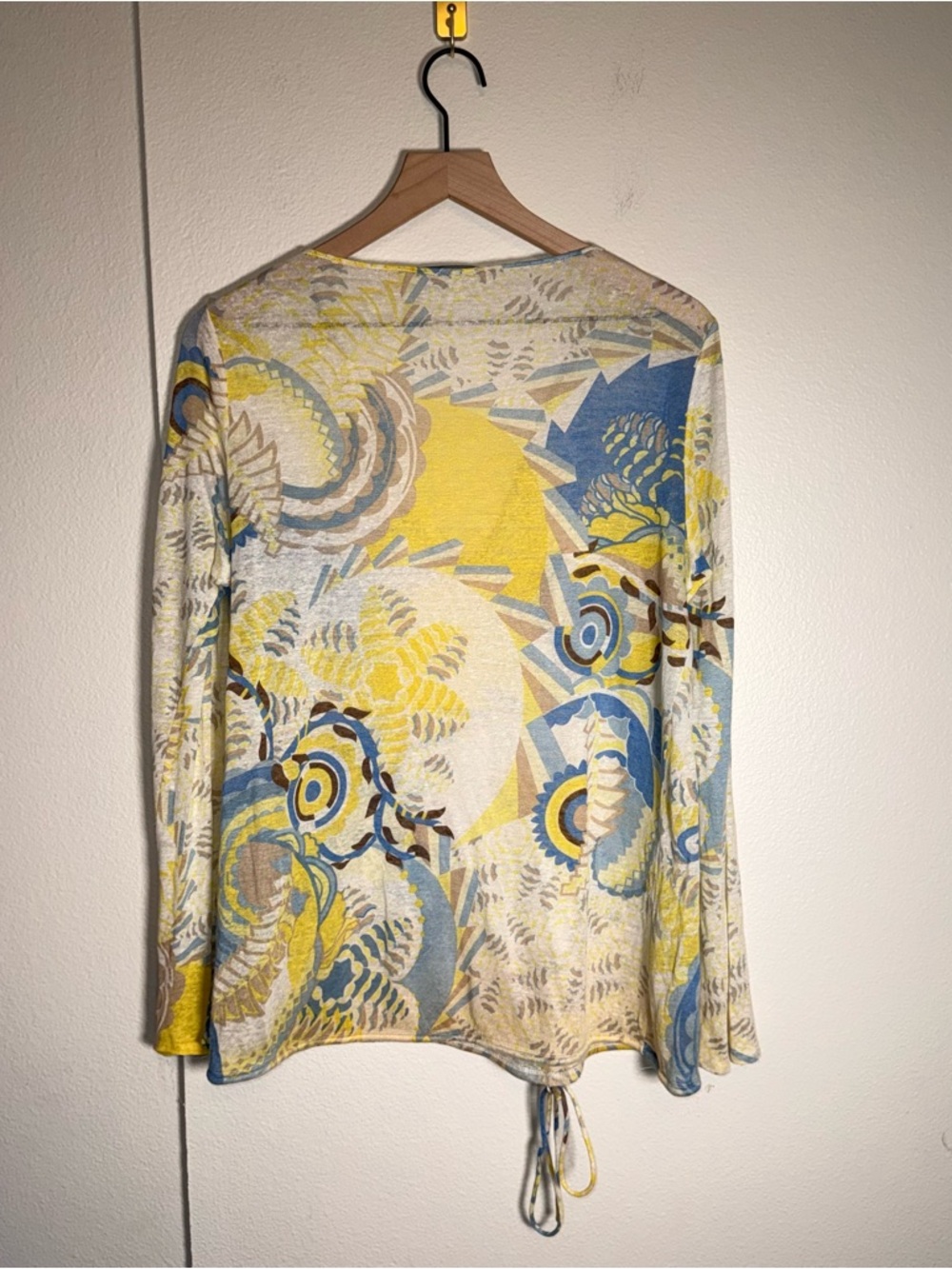 ELIE TAHARI linen blend lightweight beachy flare sleeve summer blouse M - Picture 6 of 6